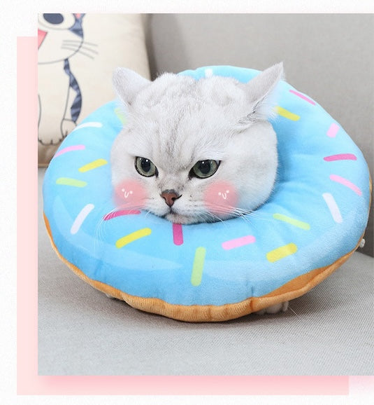Funny Paws Pet Medical Cloth Collar S - Blue Donut