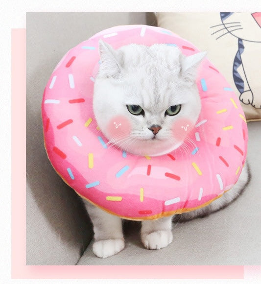 Funny Paws Pet Medical Cloth Collar S - Pink Donut